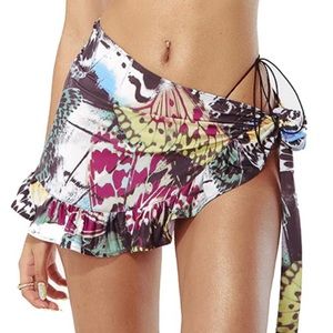 Jaded London Ruffle Mini Sarong in Butterfly Print